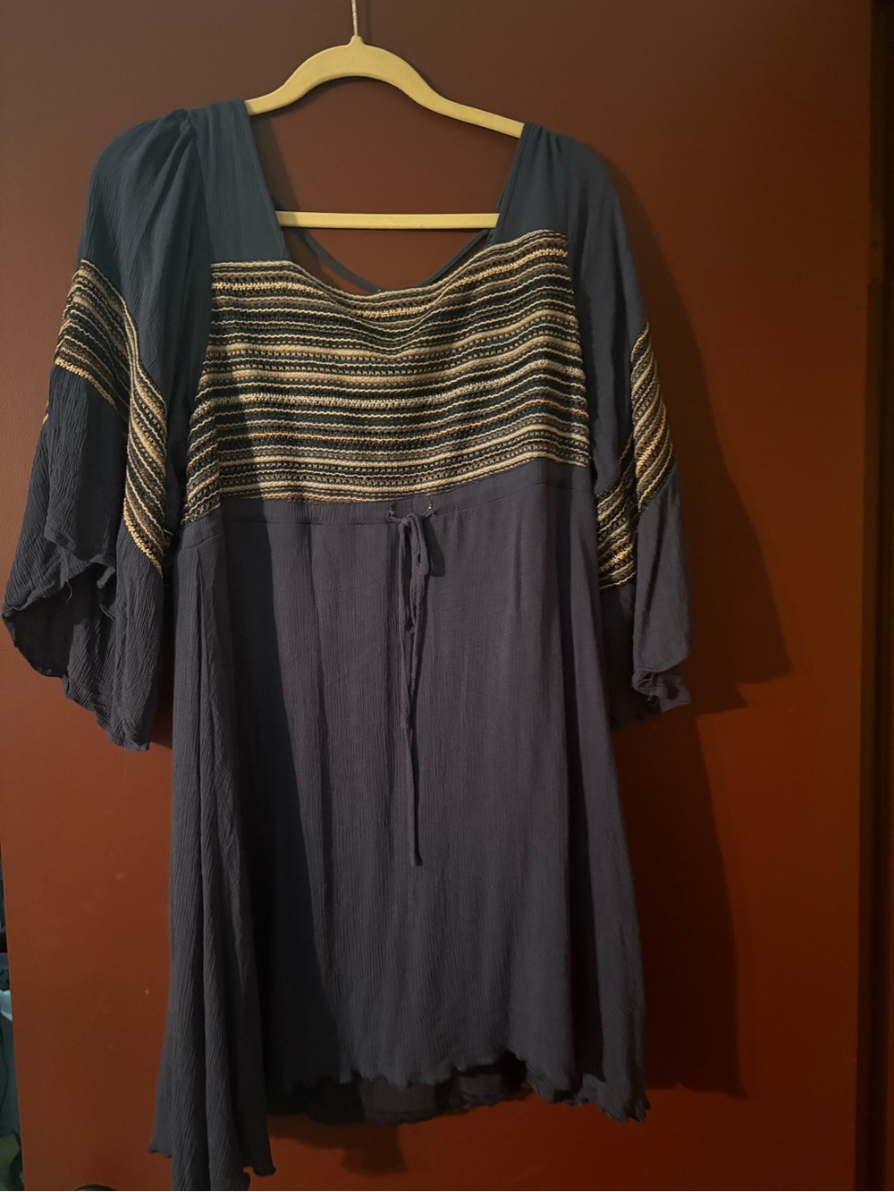 Maurices Navy Tunic with Metallic Gold Stripe Detail